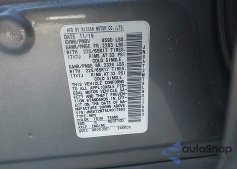 2020 Nissan Rogue S Fwd z USA, uszkodzony, nr VIN JN8AT2MT9LW017963